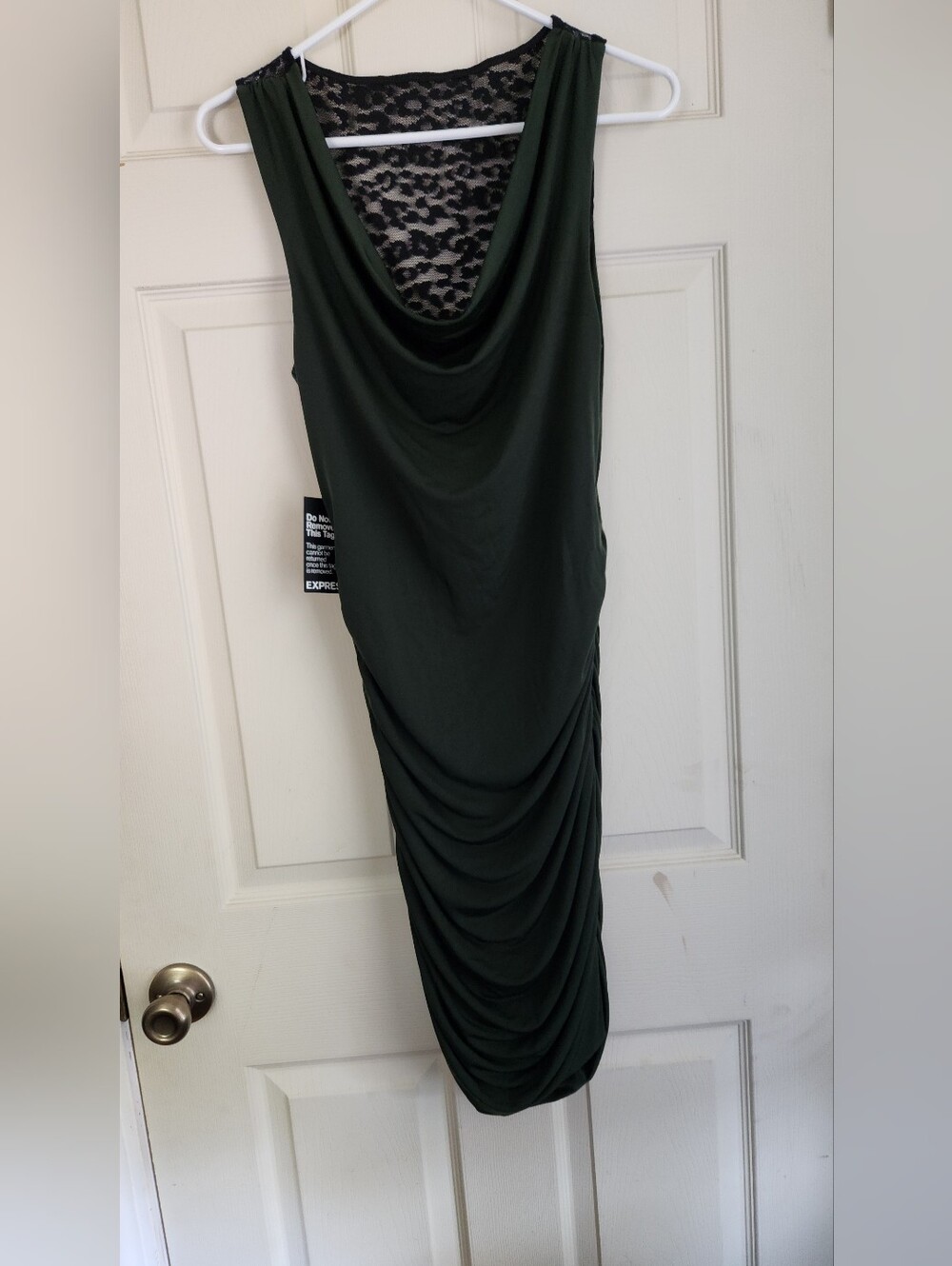 Draped Olive Green Midi Dress